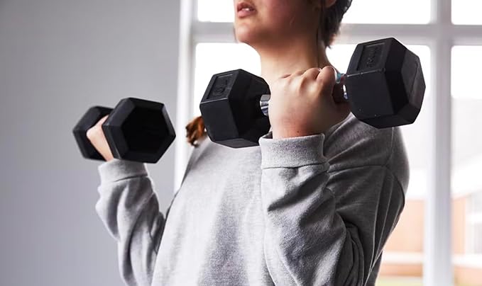 OLIXIS Rubber Hex Dumbbells，Assorted Weights for Home Gym Workouts, Strength Building & Fitness Training