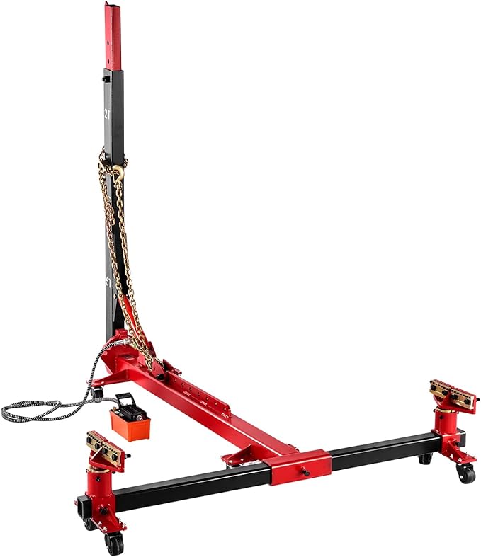 VEVOR Auto Body Frame Puller Straightener, 6T Tension Car Body Repair Equipment with 6000PSI Hydraulic Foot Pump & Swivel Post, Includes 16 Straightening Tools, for Auto Repair Shop, Sedan SUV Pickup