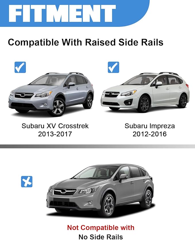 FengYu 300lb Lockable Roof Rack Cross Bars Compatible with 2013-2017 Subaru XV Crosstrek & 2012-2016 Impreza, Heavy Duty Aluminum Roof Rails Crossbars Cargo Bars Canoe Rooftop Black Carrier Luggage