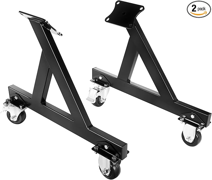 LS Engine Stand Compatible with GM Chevy V8 LSx,Heavy-Duty Steel with Compact Design for Easy Storage and Move, Support for Complete Engines and Transmissions, Black-2Pack