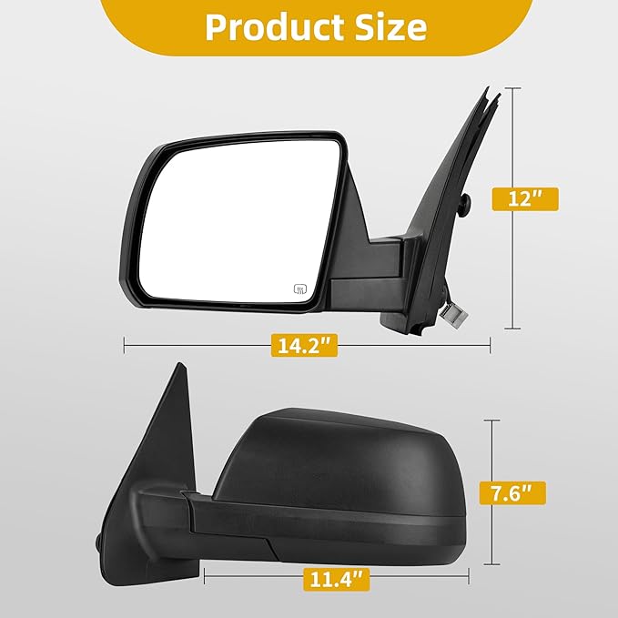 DWVO Side Door Mirror Compatible with 2007 2008 2009 2010 2011 2012 2013 Tundra, Left Driver Side Mirror with Power Heated Manual Folding Black