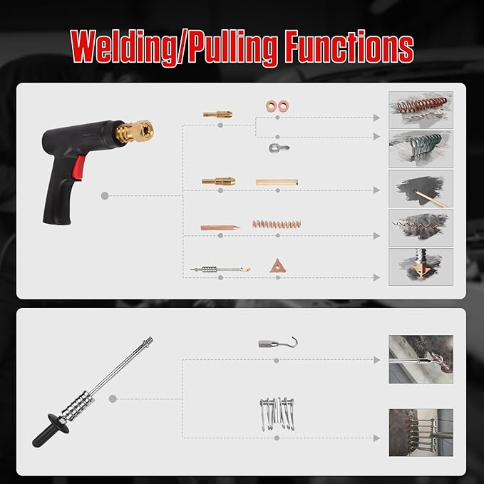 PLAYOCCAR Spot Welder Dent Puller Machine,110V 3500W Dent Remover Tool Car Body Repair Kit with Auto/Manual Welding & 6 Welding Modes.