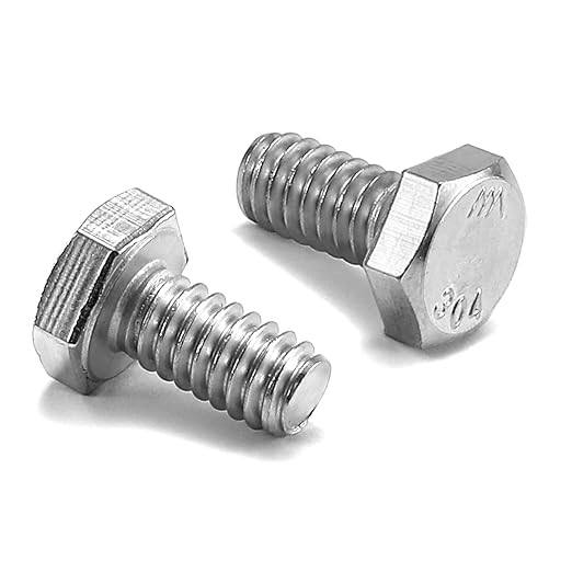 1/4-20 x 1/2" Hex Head Screw Bolt, 10Pcs 18-8 (304) Stainless Steel, Fully Threaded, Plain Finish by SG TZH