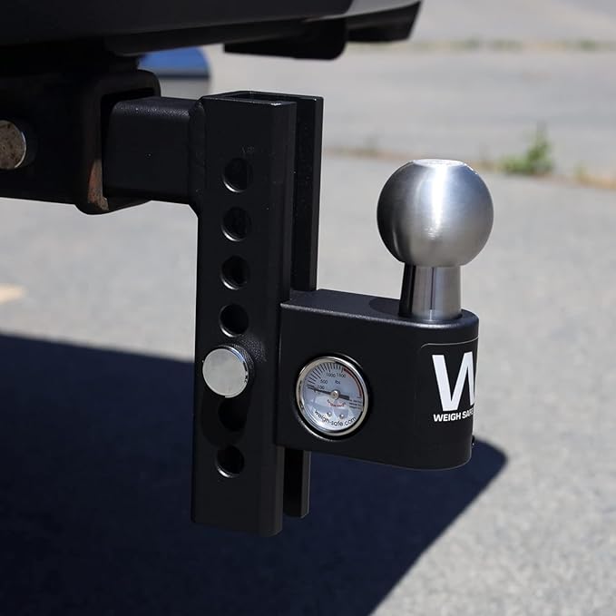 Weigh Safe Aero Hitch - Adjustable Trailer Hitch Ball Mount - 4" Drop Hitch for 2" Receiver - Premium Heavy Duty Steel Trailer Tow Hitch w/Built in Weight Scale for Anti Sway, 12,500 lbs GTW