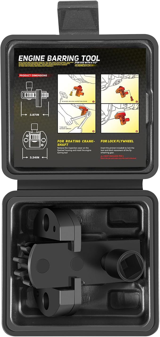 Camoo J-46392 Engine Barring Tool, Engine Turning Tool with Storage Box for Detroit Diesel DD13, DD15, DD16, MBE4000, MBE900 Alternative to J-46392 W904589046300 Flywheel Cranking Turning Tool
