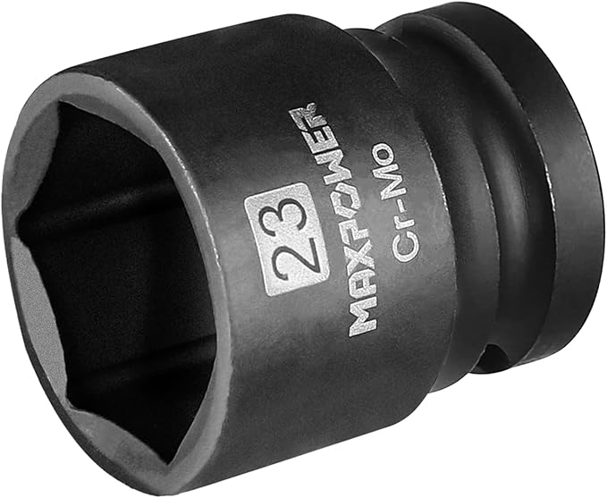 MAXPOWER 1/2 Inch Drive 21mm Standard Impact Socket, Made with Heat-Treated Chrome Molybdenum Steel, 6-Point Design, Metric