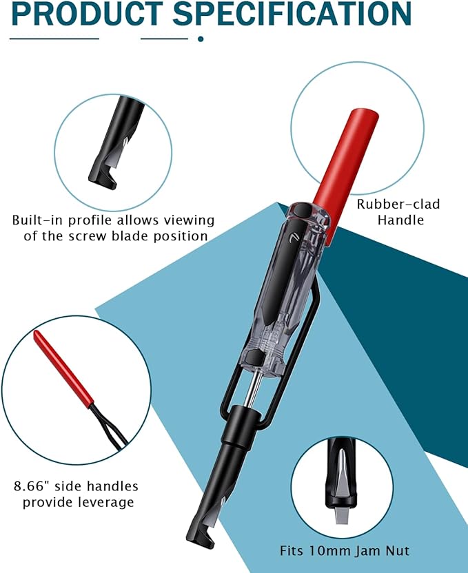 10mm Valve Adjustment Tool Jam Nut, with Angled Feeler Gauge, Slotted Valve Grinding Lapping Tool, Jam Nuts with Window Cut Out for Positioning, for Honda Toyota and Other Japanese Auto Vehicle Engine