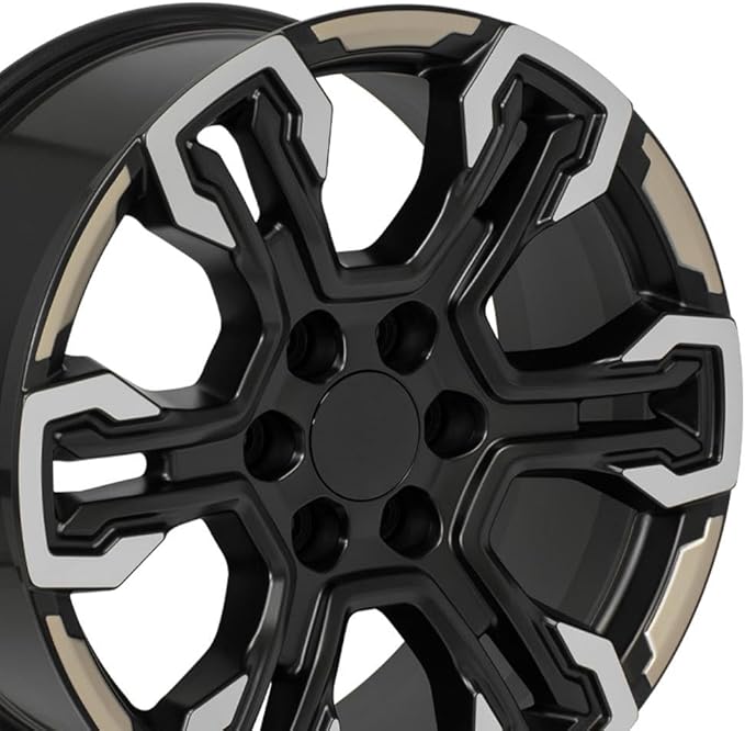OE Wheels CV65 20 Inch Rims Fit Silverado 1500 ZR2 Style 6x139.7 20x9 Satin Black Machined Face - Two Tone - Hollander 14089 (Set of 4)
