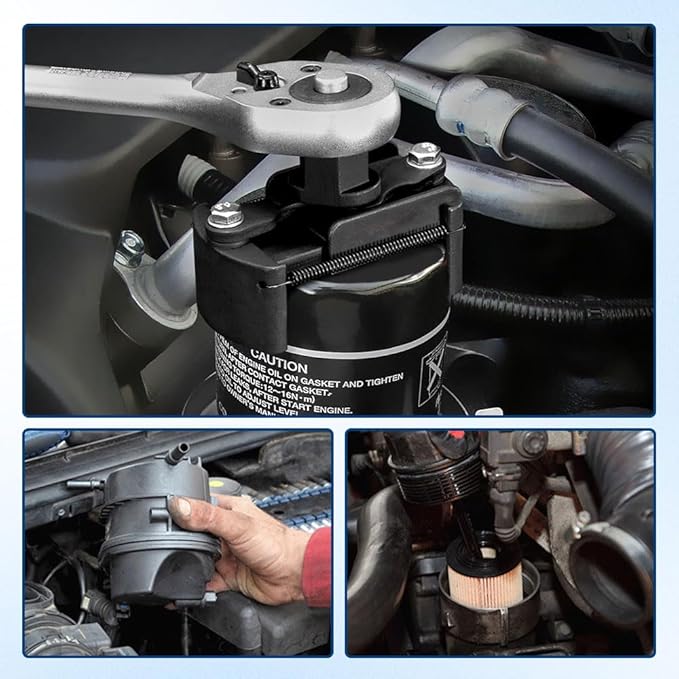 Adjustable Oil Filter Wrench New Update Oil Filter Removal Tool,Universal Oil Filter Removal Tool Fit for Small Medium-Sized Spin-On Oil Filter (80mm-105mm)