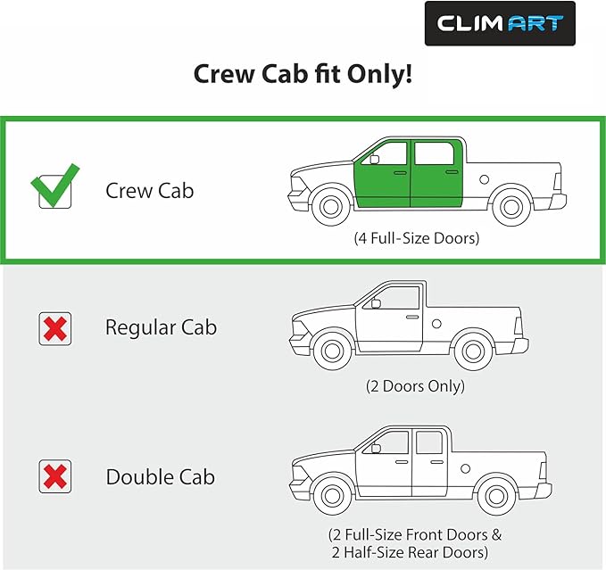 CLIM ART in-Channel Incredibly Durable Rain Guards for Chevrolet (Chevy) Silverado/GMC Sierra 2014-2018 Crew Cab, Truck Accessories, Vent Window Visors, Original Window Deflectors, 4pcs - 614224
