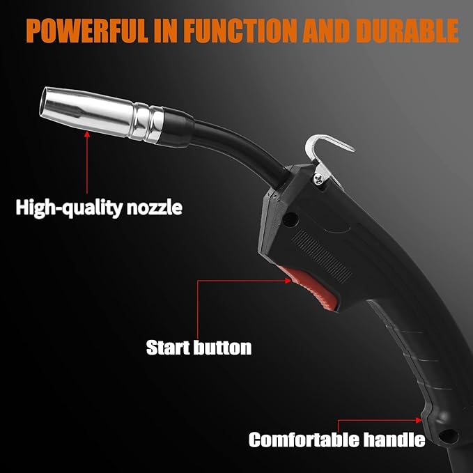 Industrial MIG Welding Gun 250A - Gas Metal Arc Welder Torch with 8.2ft Heavy Duty Cable, Compatible with MIG Welder, Smooth Wire Feed & Ergonomic Handle