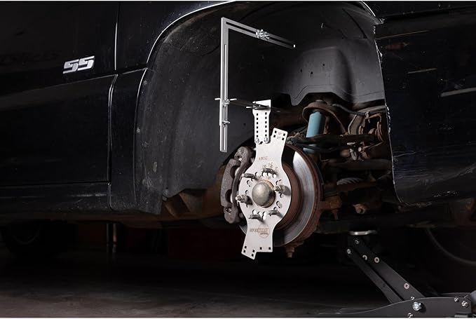 Speedway Motors WheelWise™ 6-Lug Wheel Fitment Tool with Tire Size Attachment, Simulates 14-22 Inch Rim Diameter, 8-14 Inch Tire Width, 2.5-11.5 Inch Sidewall, Laser Cut Steel