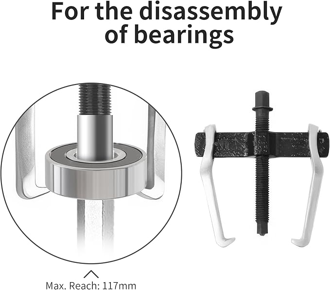 Beam 2 Jaw Puller 4.5" Universal Bearing Gear Pullers with 165mm Hexagonal Head Screw,High Carbon Steel Pullers,Adjuestable Pulley Removal Tool for Bearings/Flywheels/Pulleys Remove