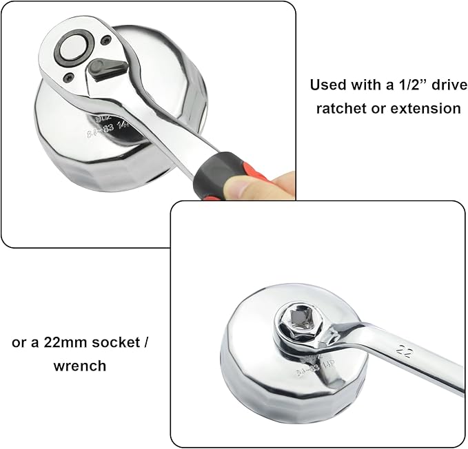 84mm 14Flutes Oil Filter Wrench Compatible with Mercedes Benz Jeep Dodge 3.0L Diesel Engines Oil Filter Socket Oil Filter Cap Housing Removal Tool for Oil Changing
