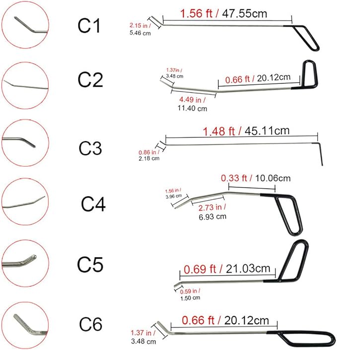 WHDZ Paintless Dent Repair Rods Tool 21Pcs Auto Body Paintless Dent Repair Tools Kit for Door Dings Hail Repair and Dent Removal