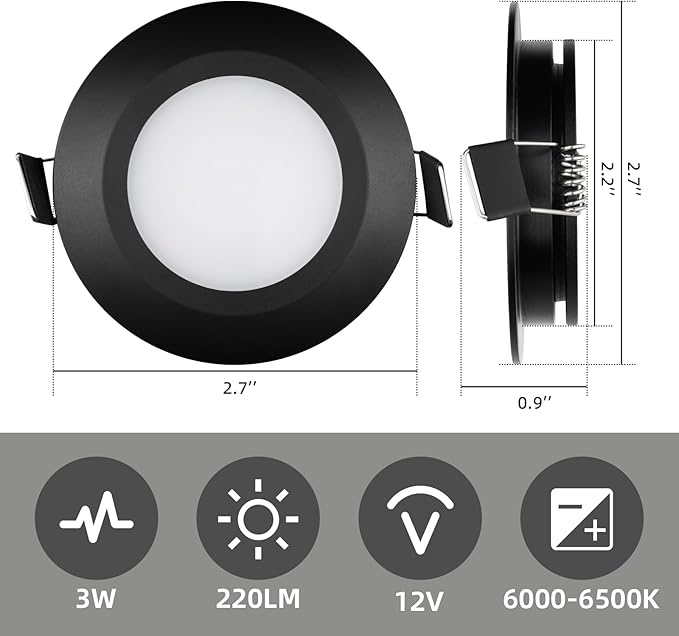 RV Puck Light, LED Recessed Ceiling Light, 12V RV Lighting Interior, Ultra-Thin Camper Lighting Fixtures, High Brightness for RV Motorhome Boat