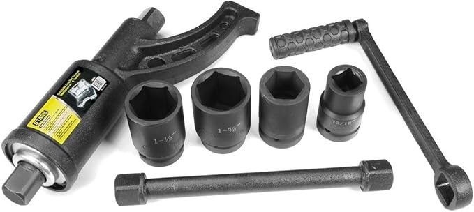 XtremepowerUS Multiplier Torque Wrench Labor Saving Lug Nut Wrench CR-V Socket 4 Socket With Carrying Case for Semi Truck & RVs