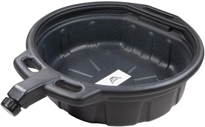 Mytee Products Automotive Oil Drain Pan - Black Plastic Anti Splash, Motor Large Oil Drip Catcher Pan for Changing Oil, Spill-Proof Design - 4.25-Gallon