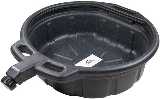 Mytee Products Automotive Oil Drain Pan - Black Plastic Anti Splash, Motor Large Oil Drip Catcher Pan for Changing Oil, Spill-Proof Design - 4.25-Gallon