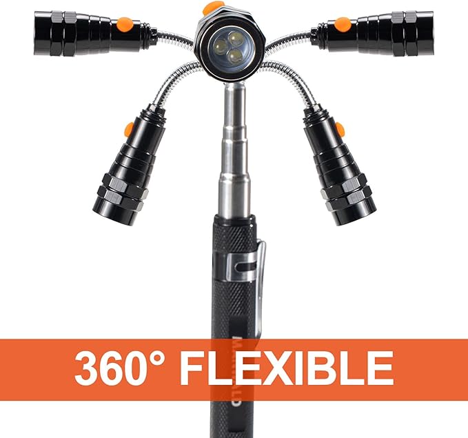 Gifts for Him, LED Magnetic Pickup Tools, Telescoping Magnetic Flashlight Pick Up Tool, Christmas Stocking Stuffers for Men Adults, Unique Cool Gifts for Men, Dad, Husband, Black