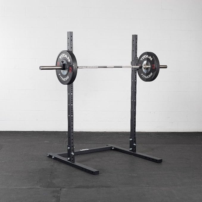 Titan Fitness T-3 Series 73.5" Squat Stand, 1,000 LB Capacity, Short Squat Rack for Home Gym, Space Saving Power Rack with Westside Hole Spacing, J-Hooks