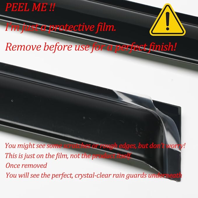 94462 Side Window Visor Vent Deflector fit for 2012-2015 Honda Civic 4-Door Sedan,4pcs Outside Mount Tape-on Shatterproof Dark Smoke Window Shades Sun Rain Guard