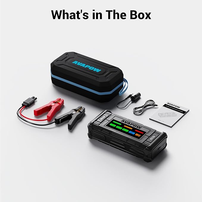AVAPOW TJ18 5000A Battery Jump Starter Portable with 4" HD Display PD 18W Fast Charging,12V Jump Box, Car Battery Jump Starter for 8.0L Gas & Diesel Engines