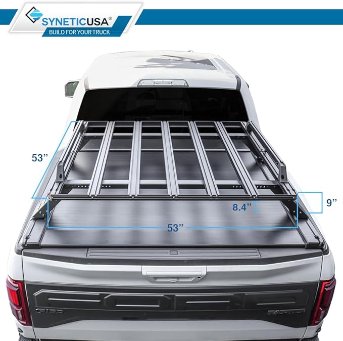 Syneticusa AR Automatic Retract Hard Tonneau Cover with Storage Cargo Platform R2 Rack Fits 2016-2026 Tacoma 5' Bed Waterproof Off Road