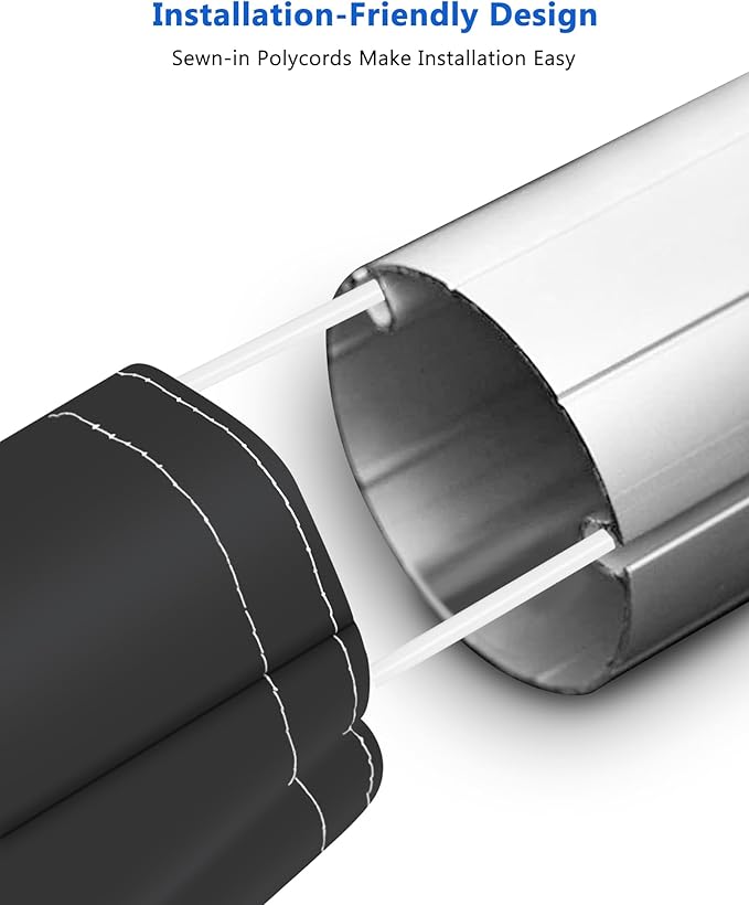 RV Awning Fabric Replacement, 18.5oz Heavy-Duty Weatherproof Vinyl Camper Awning Replacement Universal Outdoor Canopy for RV, Motorhome, Trailer Awnings (Black, 21'(Fabric 20'2"))