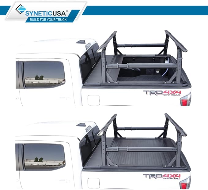 Syneticusa AR Automatic Retract Hard Tonneau Cover+R1 Rack Fits 2016-2026 Toyota Tacoma 5' Truck Bed Retractable
