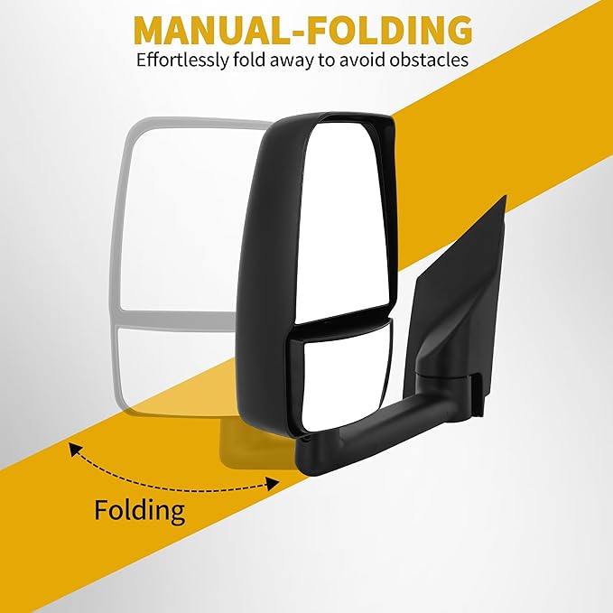 DWVO Side Tow Mirrors Compatible with Chevy Express GMC Savana 2003-2019 1500 2500 3500, Door Mirror with Manual Adjustment Folding Towing Mirrors Replacement Set