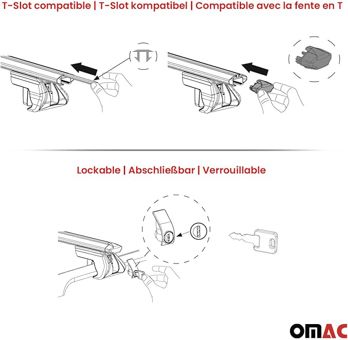 OMAC Roof Rack Cross Bars for Ford Escape 2008-2019 Lockable 198Lbs Aluminium Silver 2Pcs fits Cargo Carriers Kayak Canoe Bike Snowboard