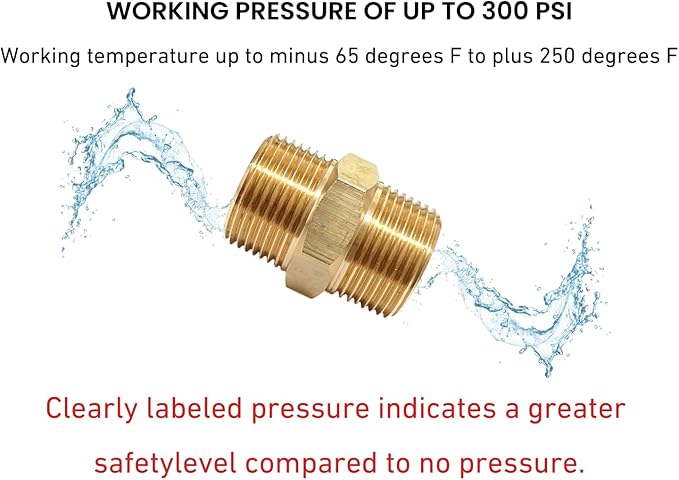 1 Inch x 1 Inch NPT Brass Hex Nipple Male Pipe Adapter, Thread outer diameter 1.25 inch, (1 Piece)