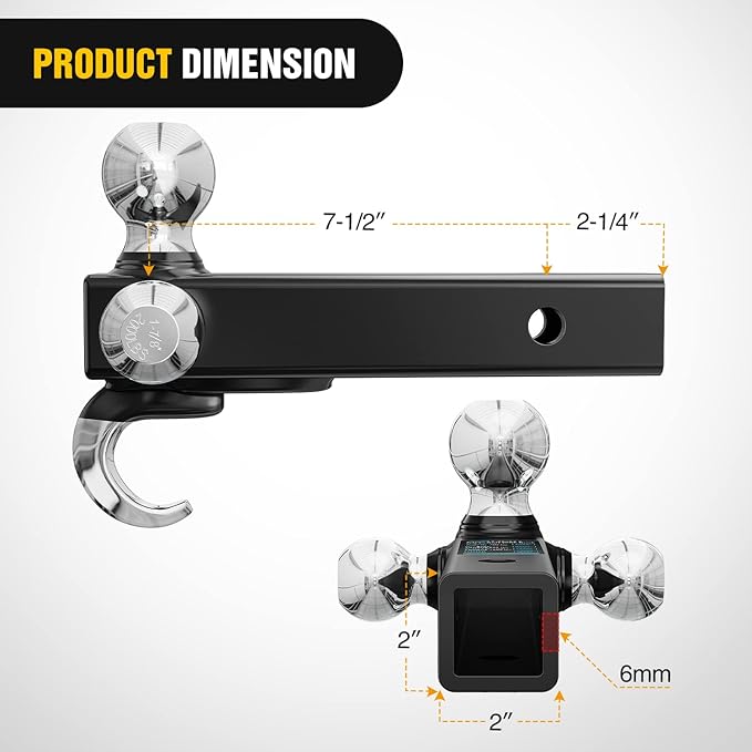 Nilight Shackle Hitch Receiver 2Inch 45000 LBs Breaking Strength 3/4" D Ring w/Trailer Pin Heavy Duty Solid Recovery Towing Kit for Trucks Jeeps Off Road