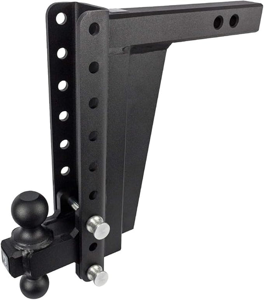 BulletProof Hitches - 2.0" Adjustable Extreme Duty Trailer Hitch (30,000 lb. Rating) - 12" Drop/Rise with 2" and 2 5/16" Dual Ball - Powder Coat, Solid Steel, Corrosion-Resistant
