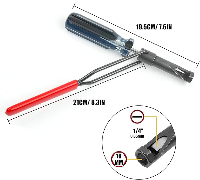 Valve Lash Adjustment Tool, with Angled Feeler Gauge，Jam Nut Valve Adjustment Tool, Slotted Valve Adjusting Stud, Compatible with Honda/Nissan/Toyota/Japanese Auto Vehicle Engines (10mm Model)