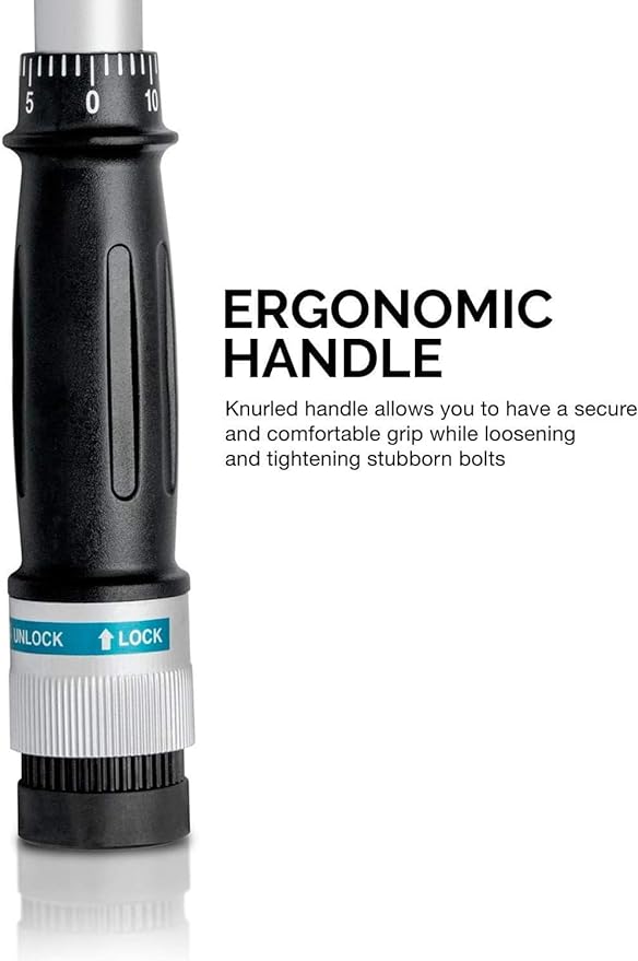 Neiko PRO 03707B 3/8" Torque Wrench, 3/8” Drive SAE, 15-80 Ft-Lb, 14” Length, Adjustable Click Torque Wrench, Chrome Vanadium Cr-V Steel