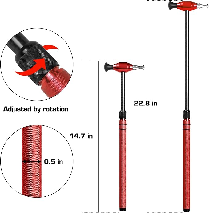 WHDZ Paintless Dent Repair Tools Tap Down Tool Double-Faced Dent Removal Hammer Car Dent Repair Leveling Hammer Telescopic