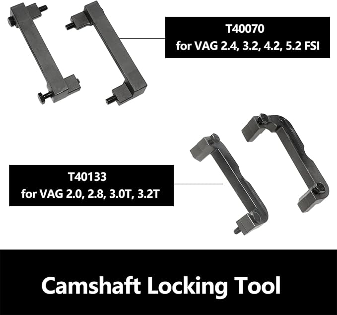 Camshaft Timing Tool Set Compatible with Audi VW 2.0T, 2.4, 2.8, 3.0T, 3.2T, 4.2, 5.2 Engine T40133 T40070 T40026 T40071 T40058 T10172 T40069 T10035 with T40079 T40269 T40297 Camshaft Adjuster Key