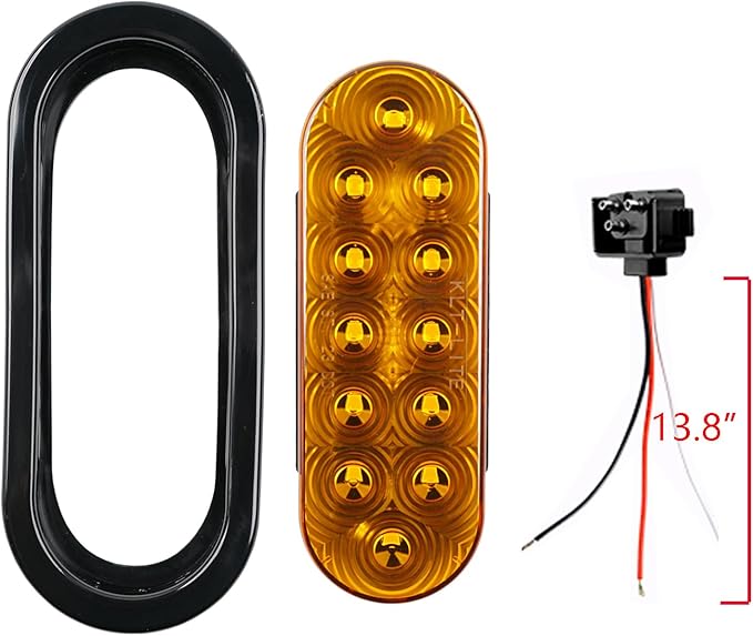 2Pcs 6" Oval LED Red Tail Trailer Light 12LEDs, IP65 Waterproof, Stop Brake Turn Signal Reverse marker, Surface Mount, For Bus Lorry Camper Boat Bus Truck RV Pickup Golf Cart Motorcycle
