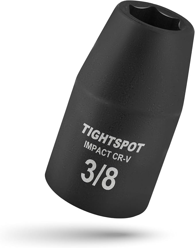 TIGHTSPOT 1/2 Inch Drive - 3/8 Inch Shallow Impact Socket with Anti-Rounding 6 Point Design, Heat-Treated CRV Steel