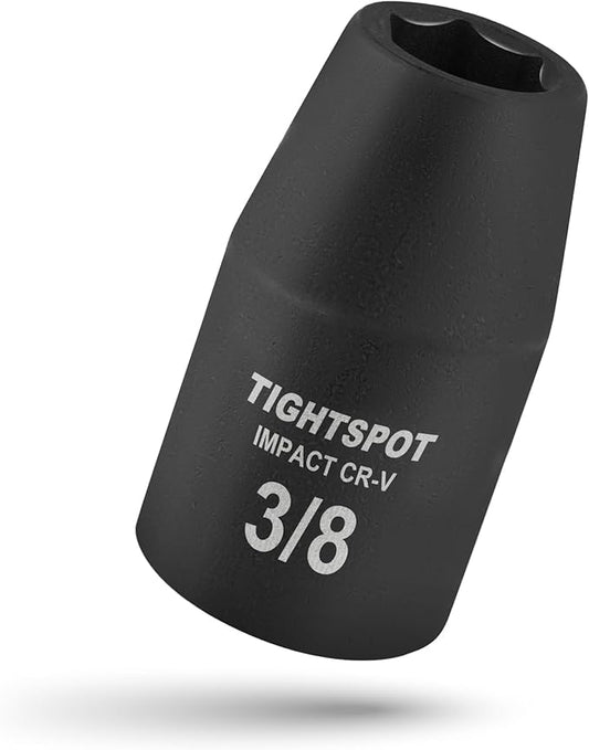 TIGHTSPOT 1/2 Inch Drive - 3/8 Inch Shallow Impact Socket with Anti-Rounding 6 Point Design, Heat-Treated CRV Steel