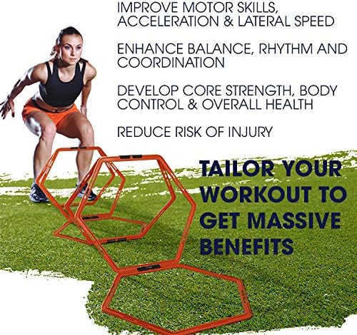 Yes4All Hex Agility Rings/Speed Rings with Carrying Bag – Hexagon Rings, Agility Hurdles for Agility Footwork Training