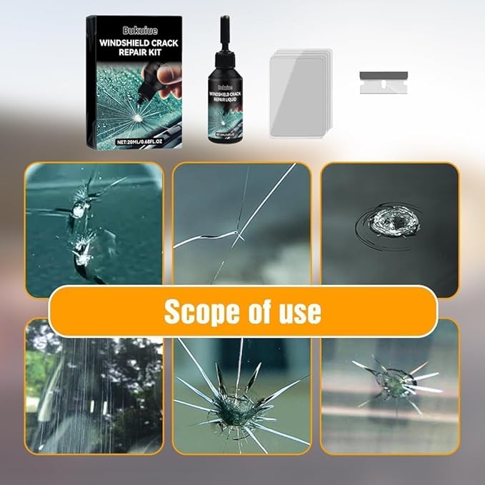 Cracked Windshield Repair Kit,Car Windshield Crack Repair Kit,Fast and Convenient,Glass Repair Liquid for Cracks,Applicable to All Types of Cracks（2Pcs）