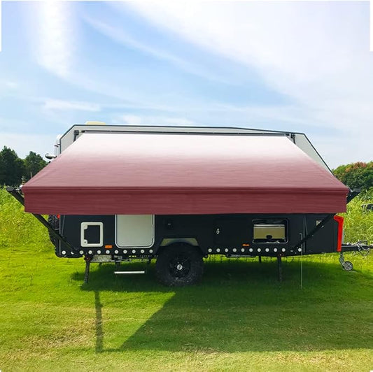 Suncode RV Awning Fabric Replacement Waterpoof Sun Shade Screen Universal Fit Camper Awning Replacement 16oz Vinyl RV Canopy Travel Trailer Awning Replacement 11 Feet Burgundy Shale Fade