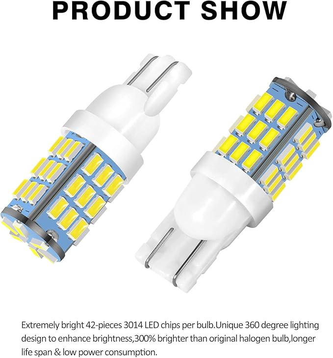 T10 921 194 168 175 LED Bulbs White 20-Packs, Super Bright 3014 42-SMD LED Replacement 12 Volt RV Camper Trailer Boat Trunk Interior Dome Map License Lights, Backup Reverse Lights