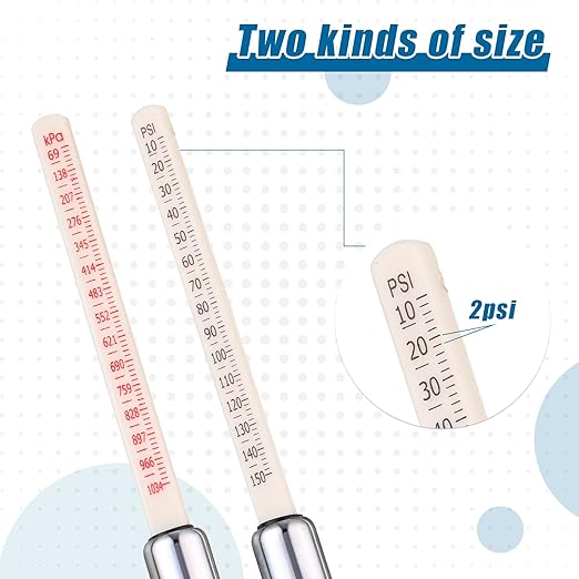 Tallew 10 Pack Dual Head Tire Pressure Gauge Heavy Duty Air Pressure Tire Gauge for Auto Truck Car RV Van Gage Range 10-150PSI, 1-10Bar (Silver)