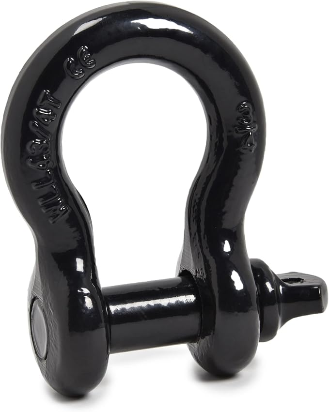 Hi-Gear (4 PK, Black Bow Shackles 3/4" D Ring Shackle Rugged Unbreakable 28.5 Ton (57,000 Lbs) Maximum Break Strength with 7/8'' Pin Bow Screw Heavy Duty D Ring for 4x4 Vehicle Recovery