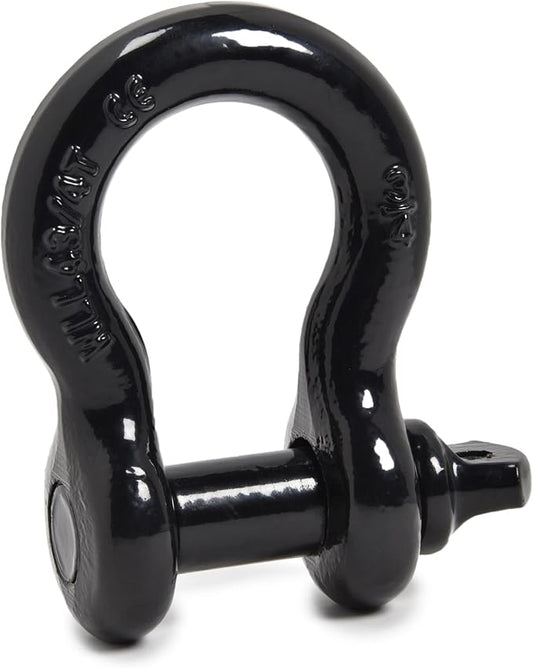 Hi-Gear (1 PK, Black) Bow Shackles 3/4" D Ring Shackle Rugged Unbreakable 28.5 Ton (57,000 Lbs) Maximum Break Strength with 7/8'' Pin Bow Screw Heavy Duty D Ring for 4x4 Vehicle Recovery