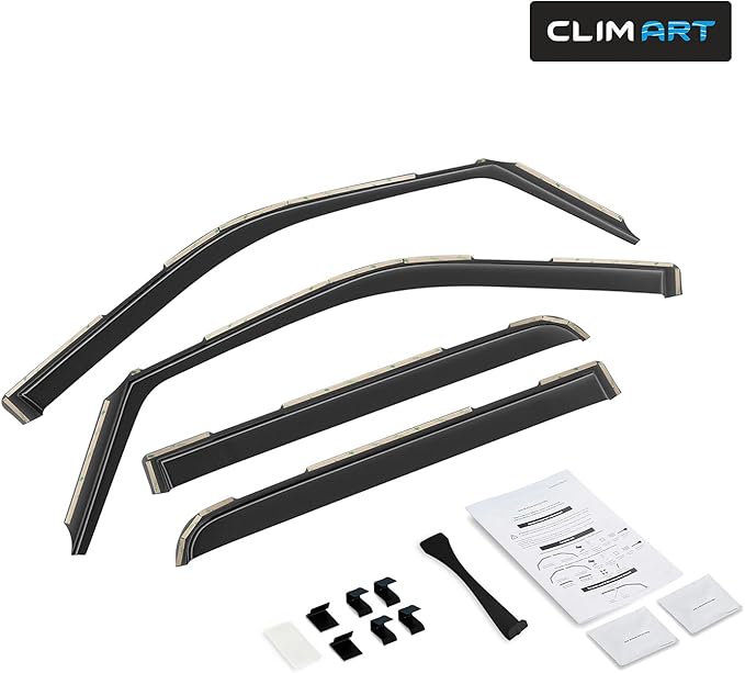 CLIM ART in-Channel Incredibly Durable Rain Guards Compatible with F150 2021-2026 SuperCrew, Original Window Deflectors, Vent Window Visors, Vent Deflector, 4 pcs. - 621237